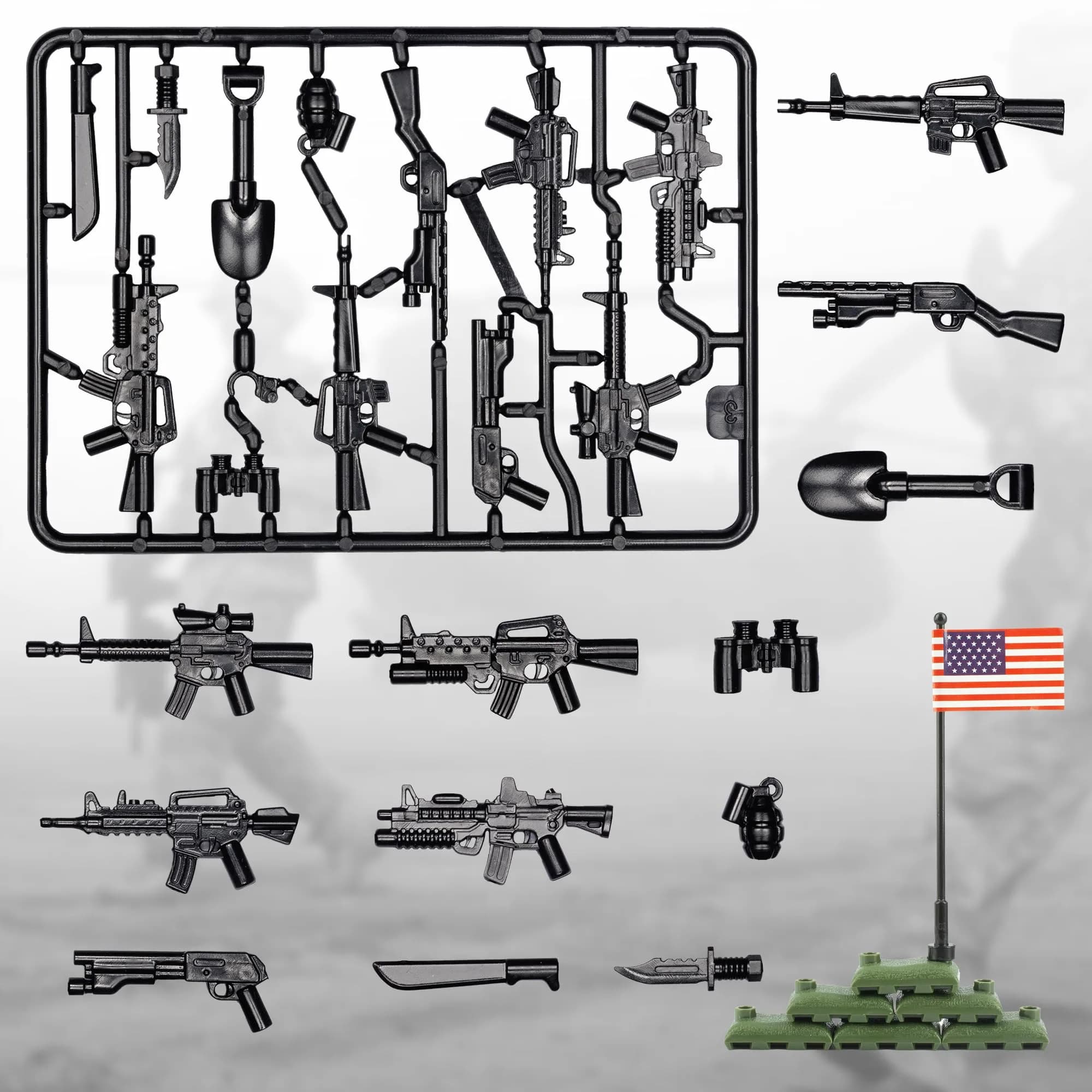 MaozyHomie Military U.S. Weapons Pack Toy Set 54 Pcs | Compatible with Major Brands, 3 Years and Up - view 5