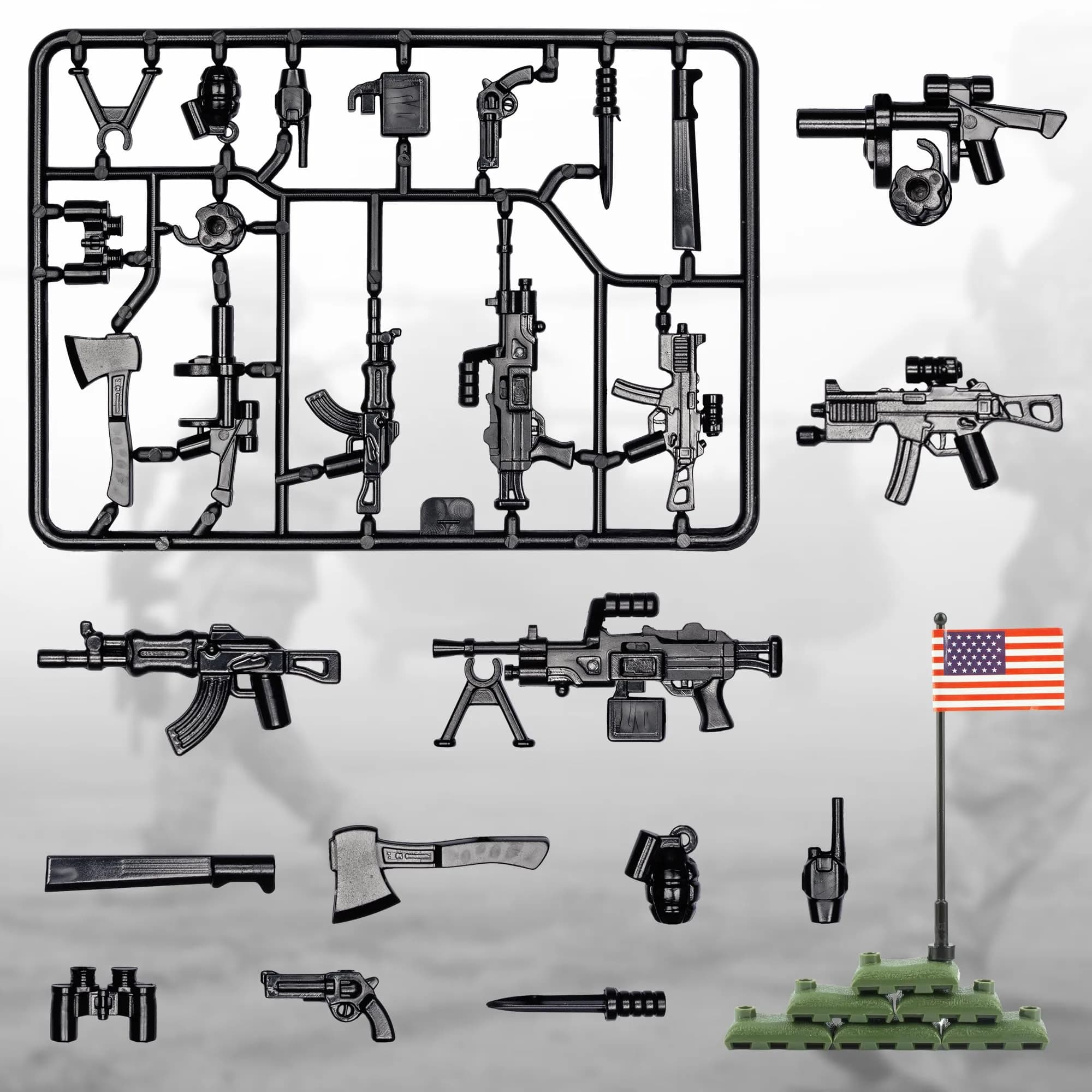 MaozyHomie Military U.S. Weapons Pack Toy Set 54 Pcs | Compatible with Major Brands, 3 Years and Up - view 2