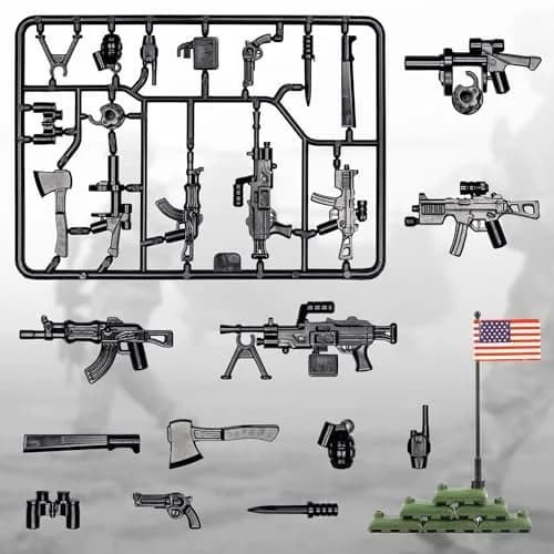 MaozyHomie Military U.S. Weapons Pack Toy Set 54 Pcs | Compatible with Major Brands, 3 Years and Up thumbnail 2