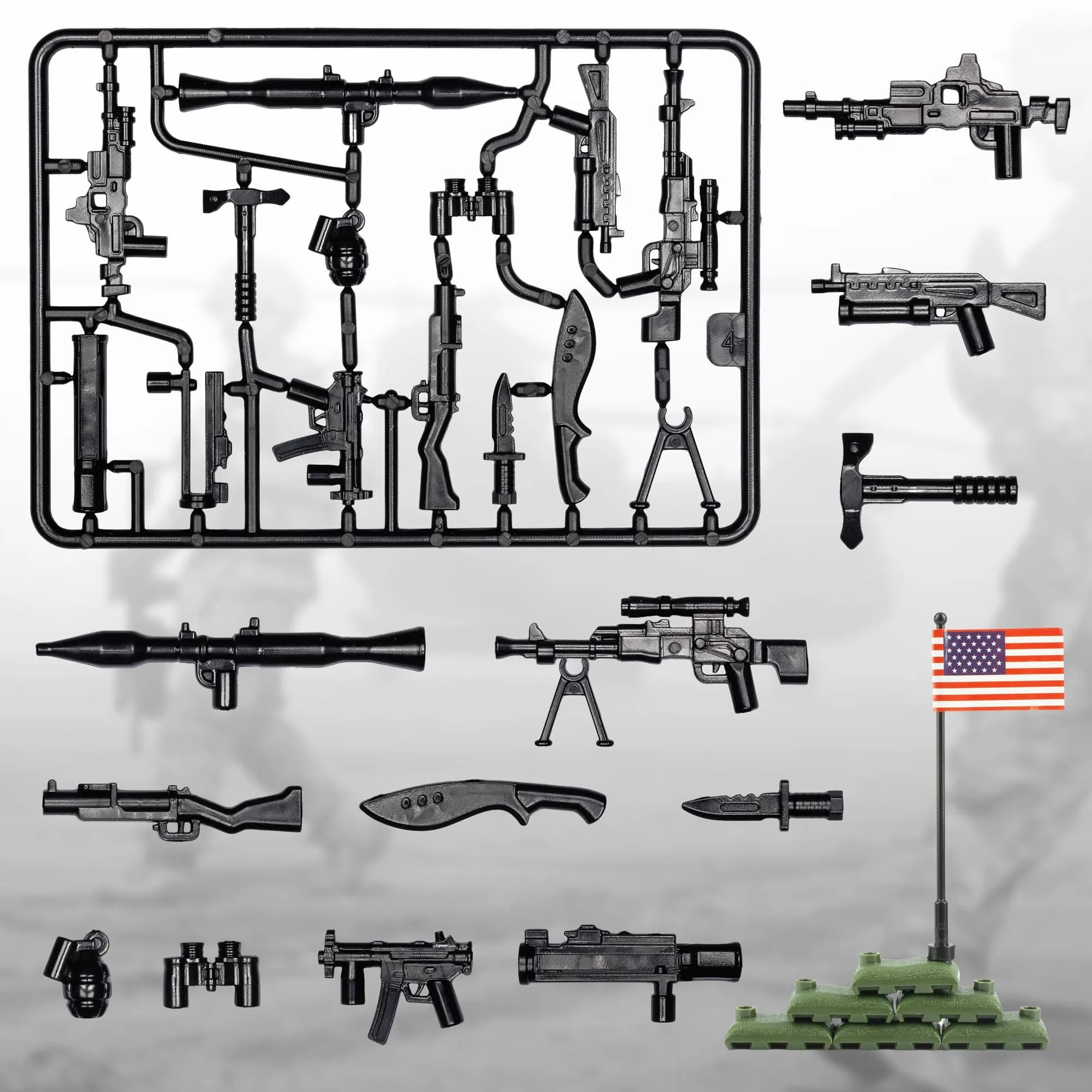 MaozyHomie Military U.S. Weapons Pack Toy Set 54 Pcs | Compatible with Major Brands, 3 Years and Up - view 3