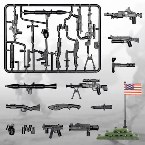 MaozyHomie Military U.S. Weapons Pack Toy Set 54 Pcs | Compatible with Major Brands, 3 Years and Up thumbnail 3