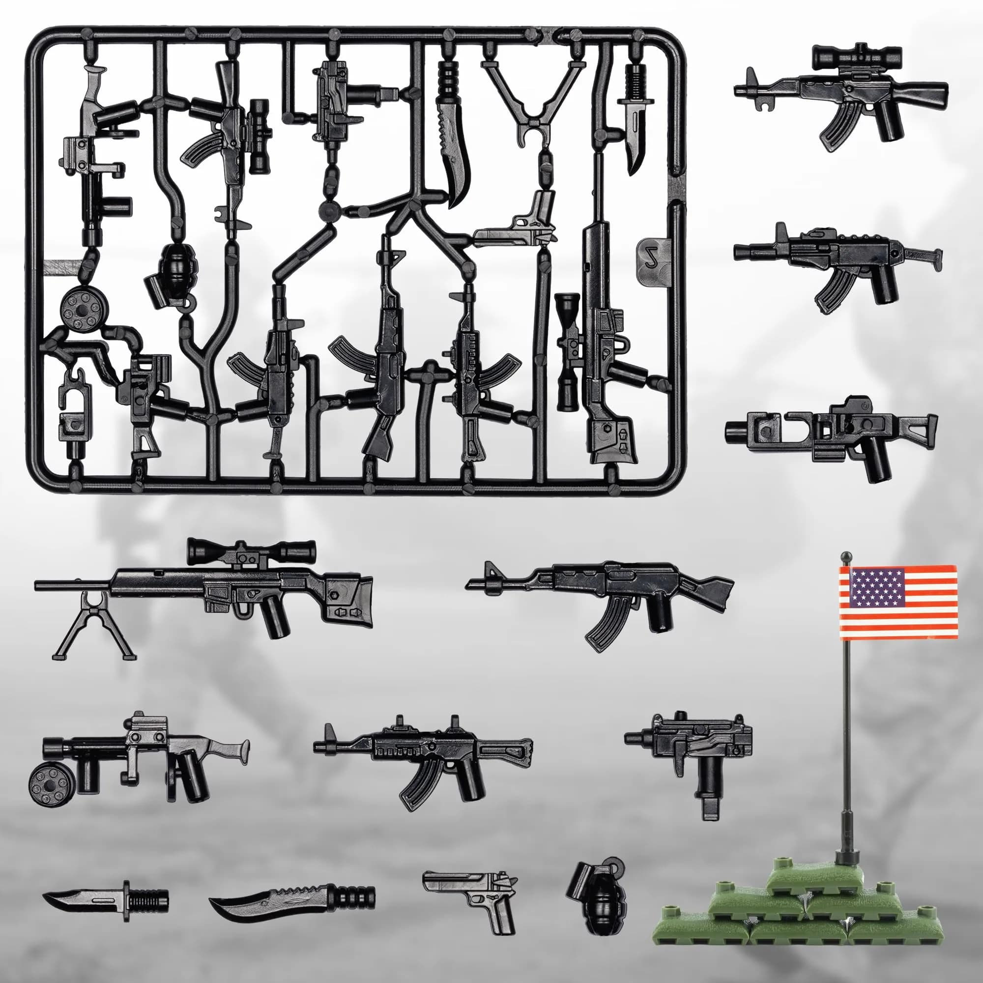 MaozyHomie Military U.S. Weapons Pack Toy Set 54 Pcs | Compatible with Major Brands, 3 Years and Up - view 4