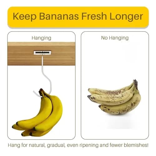 bussdis 2-Pack Self Adhesive Banana Hook, Metal Banana Hanger Hook, Under Cabinet Hook for Kitchen Items, Foldable Banana Hook, Silver thumbnail 6