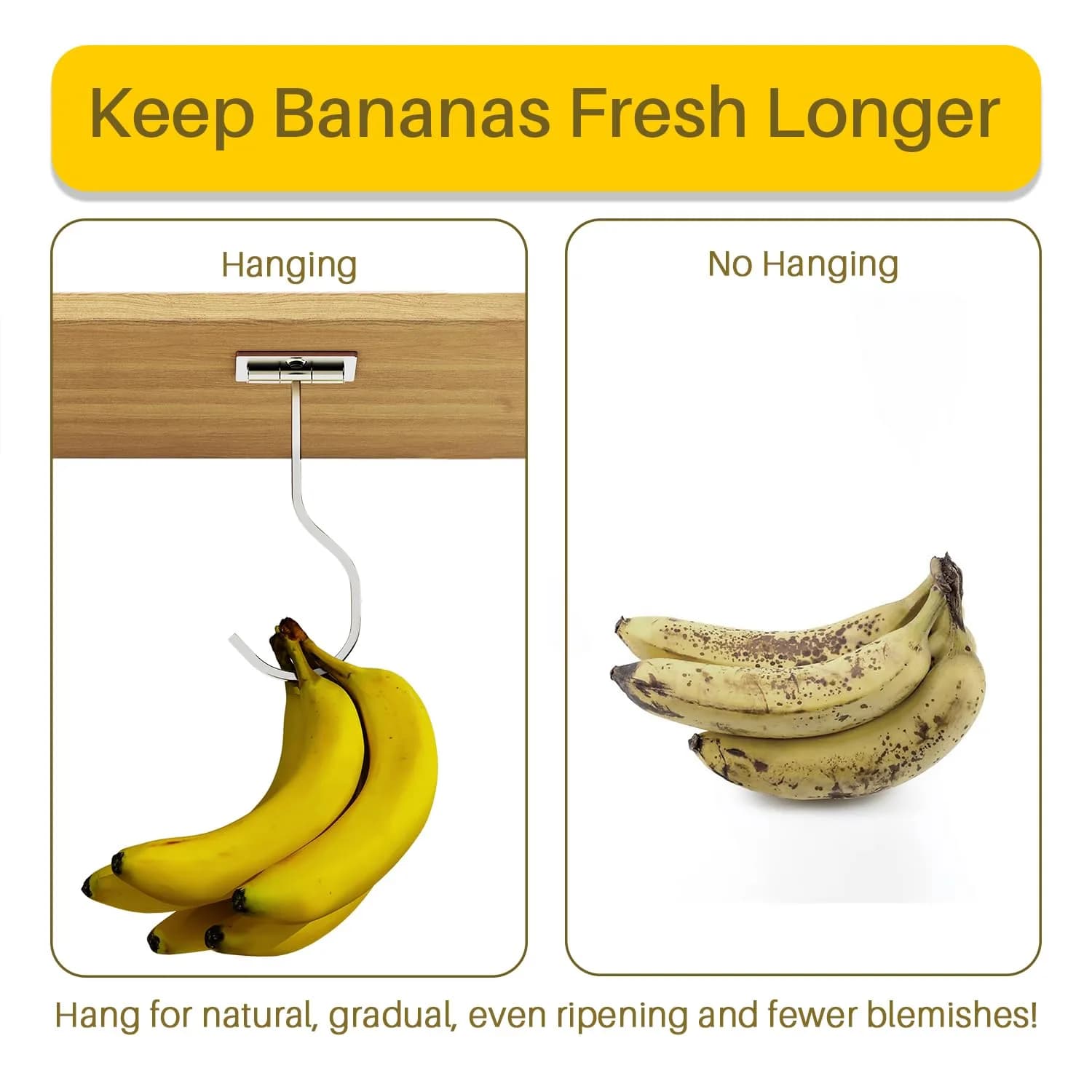 bussdis 2-Pack Self Adhesive Banana Hook, Metal Banana Hanger Hook, Under Cabinet Hook for Kitchen Items, Foldable Banana Hook, Silver - view 6