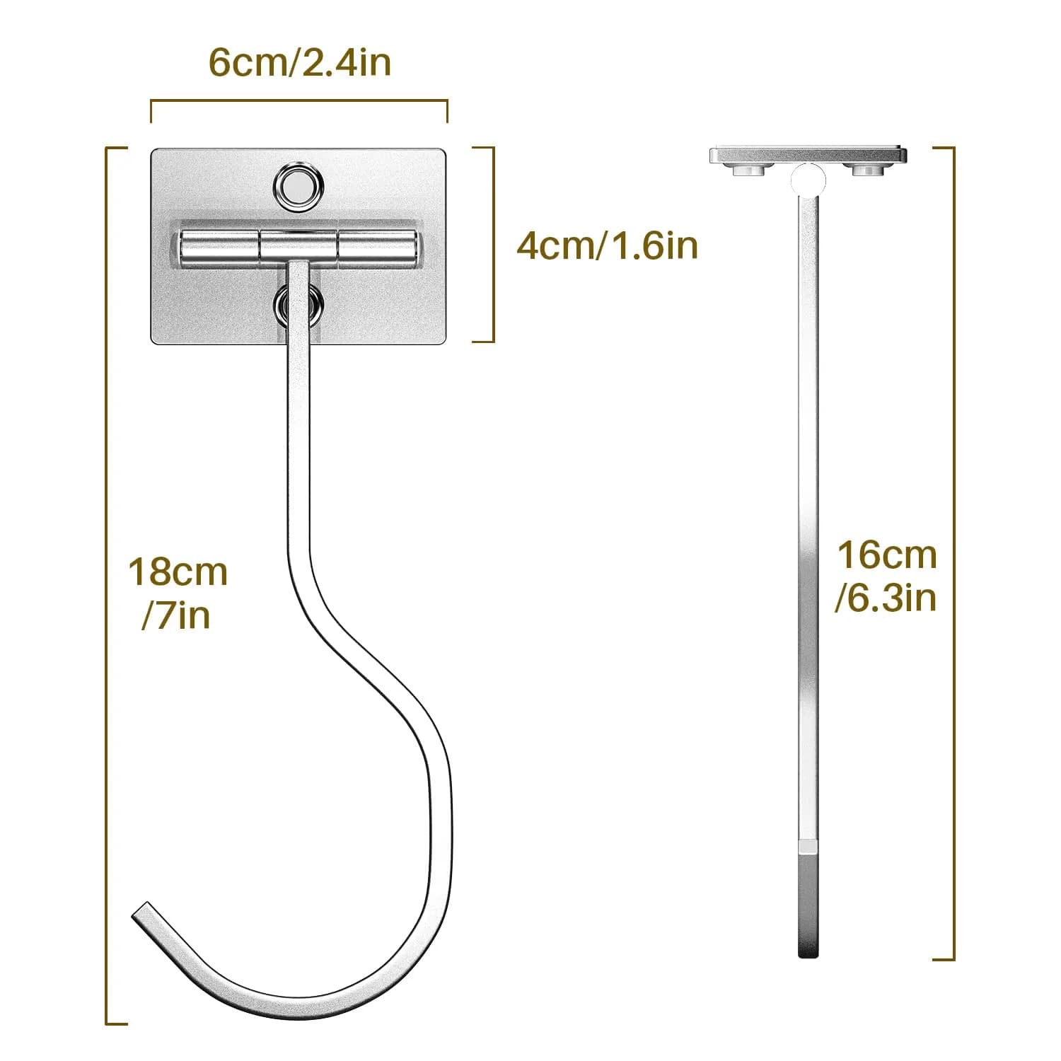 bussdis 2-Pack Self Adhesive Banana Hook, Metal Banana Hanger Hook, Under Cabinet Hook for Kitchen Items, Foldable Banana Hook, Silver - view 8