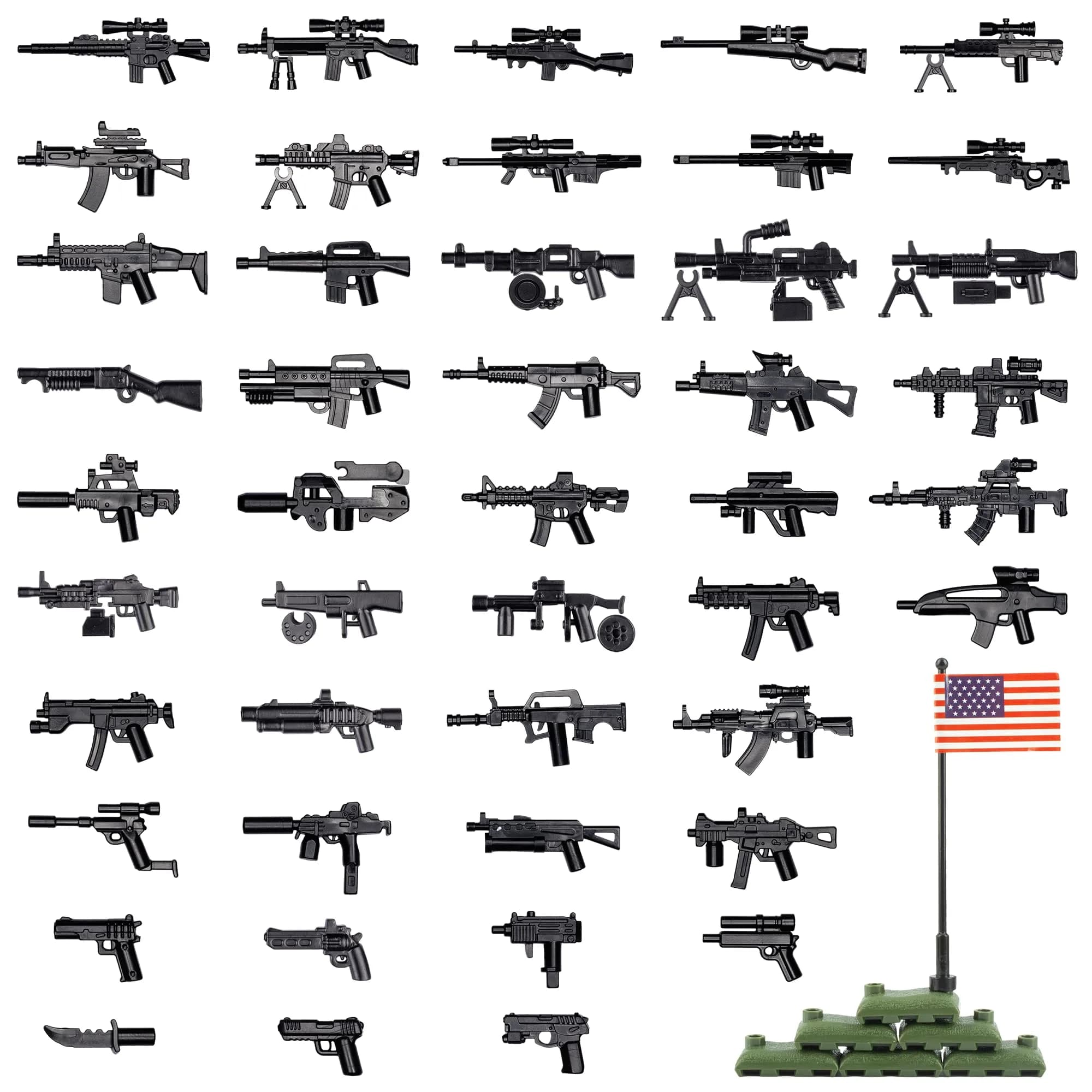 MaozyHomie U.S. Weapons In-Game Building Blocks Toy Set - 52 Pieces Military Accessories - main product image