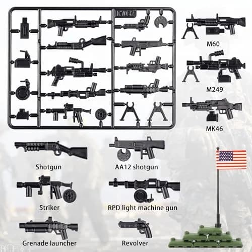 MaozyHomie Weapons Pack Military U.S Weapons in The Game Toy Set - 52pcs | Compatible with Major Brands thumbnail 5