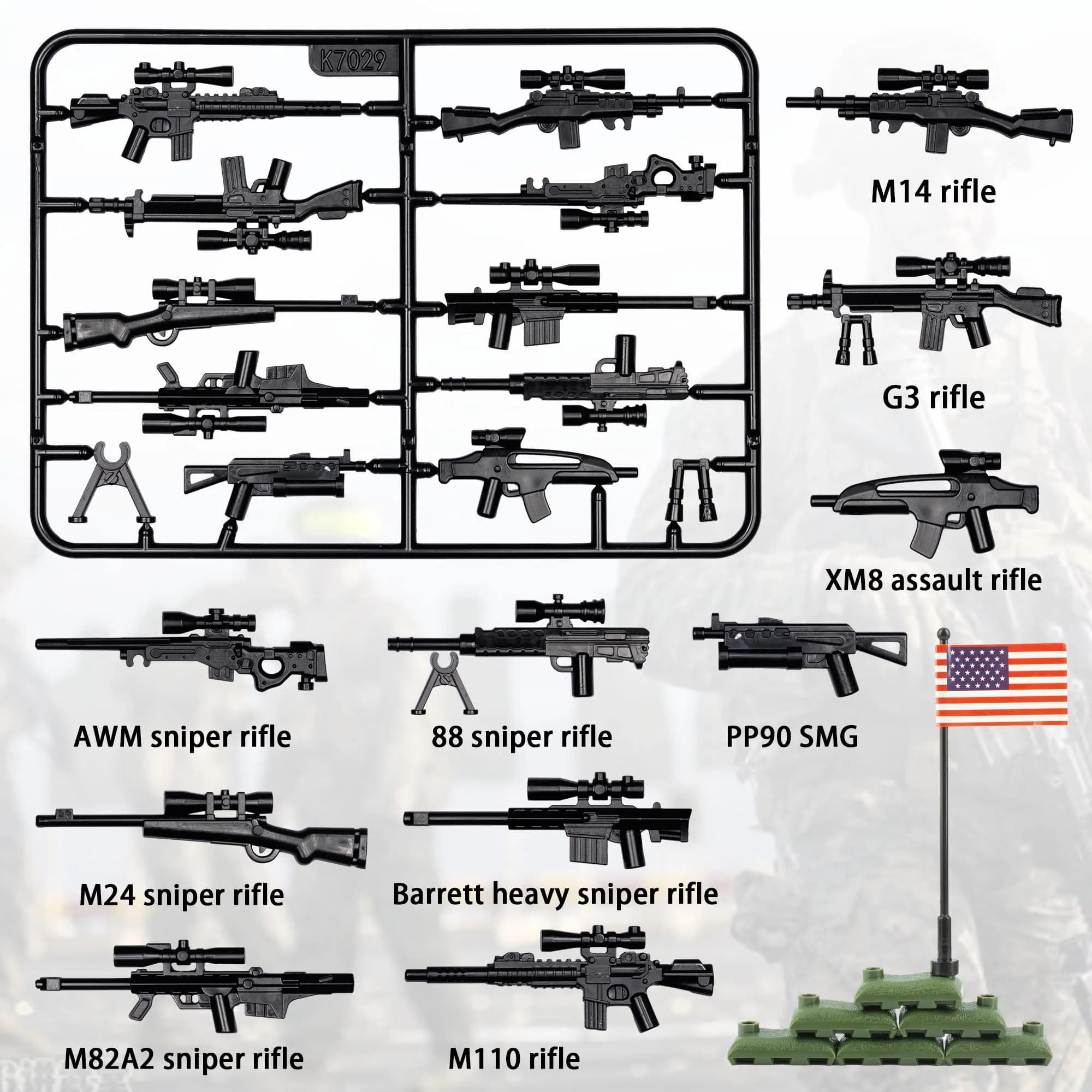 MaozyHomie U.S. Weapons In-Game Building Blocks Toy Set - 52 Pieces Military Accessories - view 3