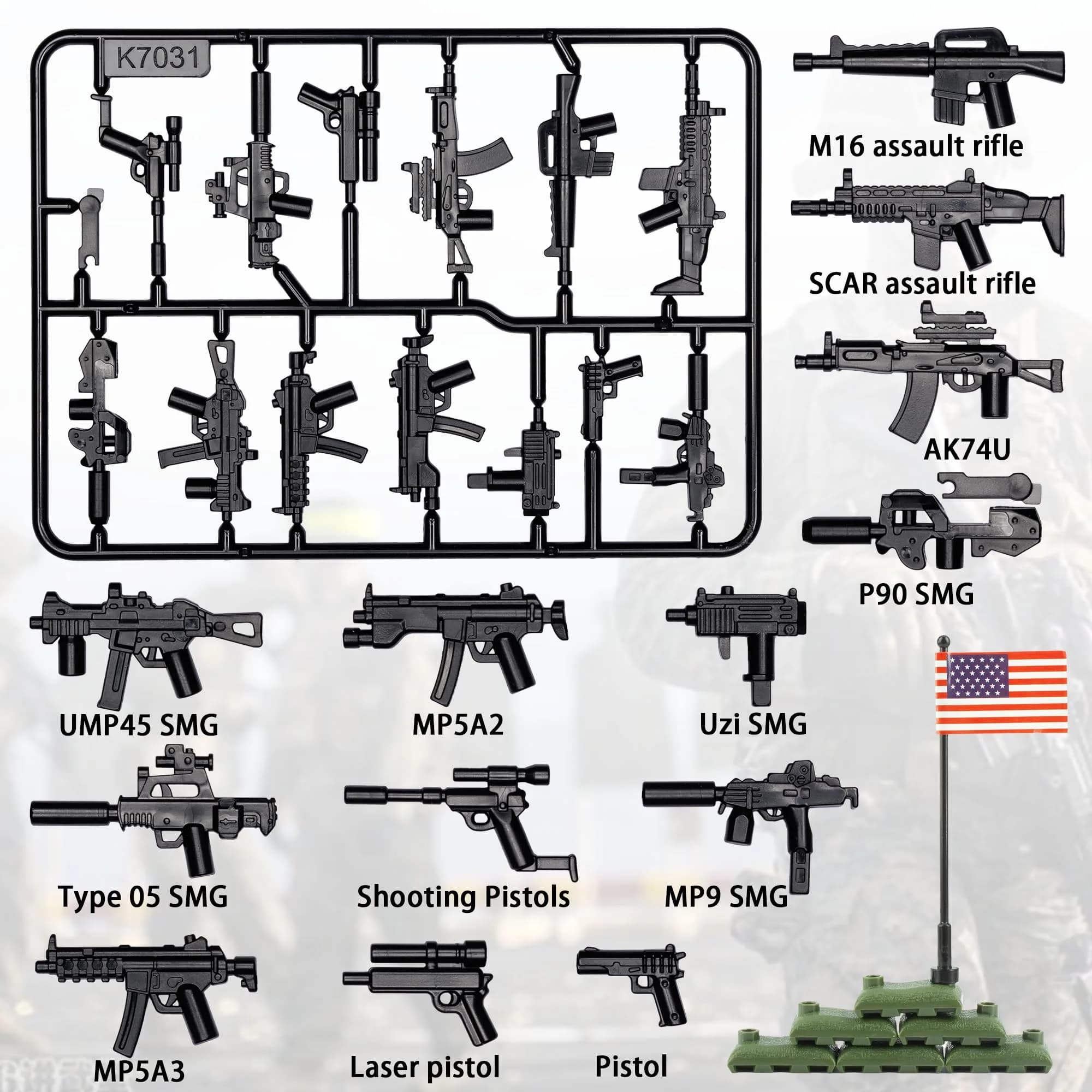 MaozyHomie U.S. Weapons In-Game Building Blocks Toy Set - 52 Pieces Military Accessories - view 4