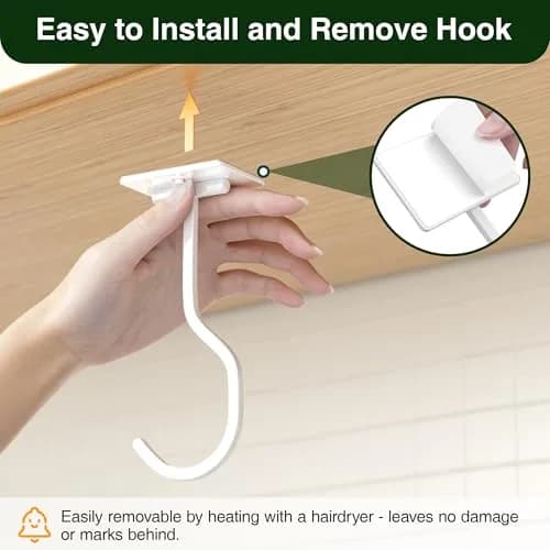 bussdis Adhesive Banana Hook Under Cabinet, White, 2 Pack | Mounts Securely, Frees Counter Space thumbnail 4