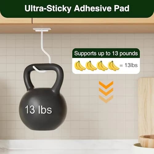 bussdis Adhesive Banana Hook Under Cabinet, White, 2 Pack | Mounts Securely, Frees Counter Space thumbnail 5