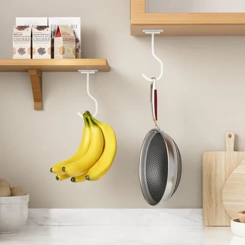 bussdis Adhesive Banana Hook Under Cabinet, White, 2 Pack | Mounts Securely, Frees Counter Space thumbnail 8
