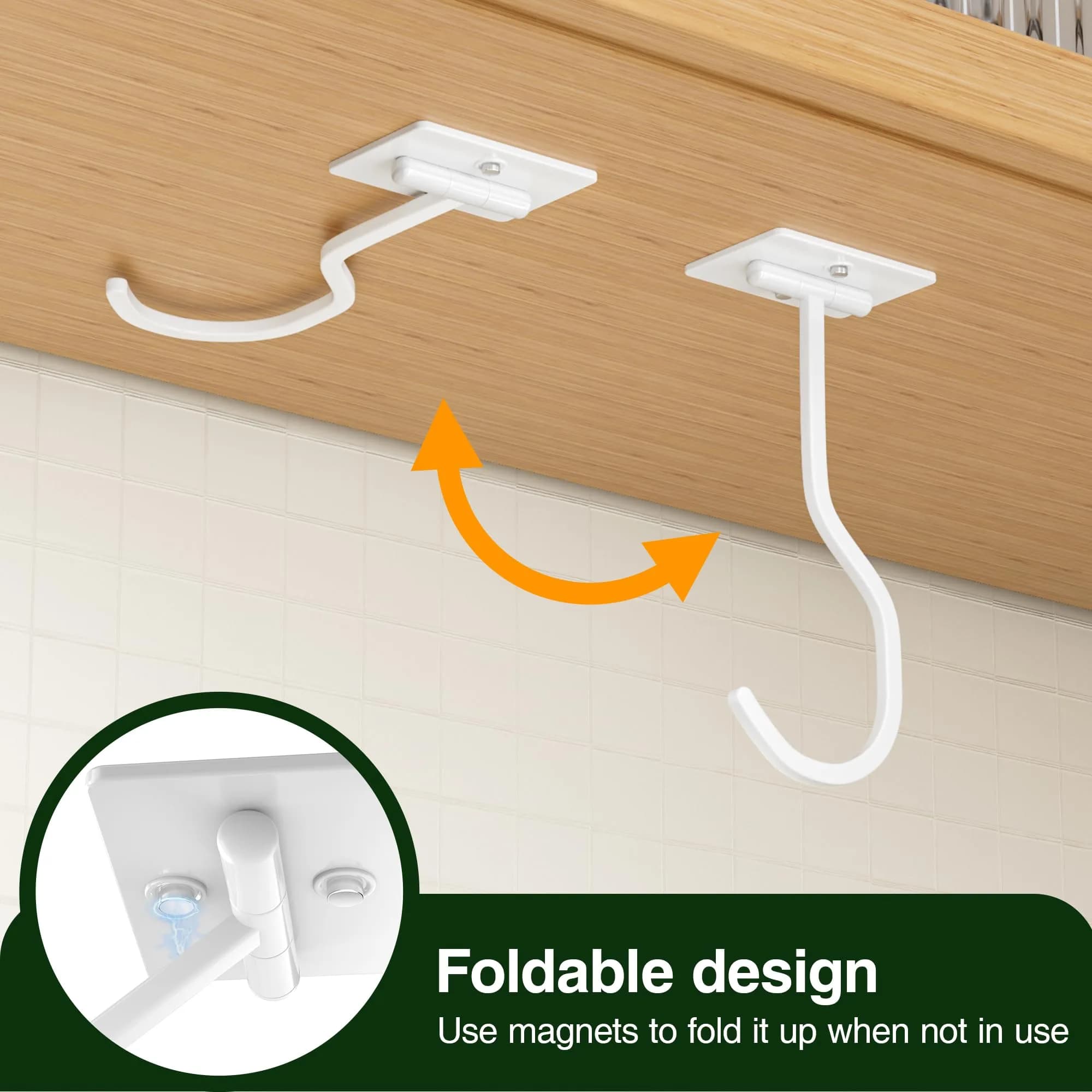 bussdis Adhesive Banana Hook Under Cabinet, White, 2 Pack | Mounts Securely, Frees Counter Space - view 2