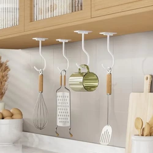 bussdis Adhesive Banana Hook Under Cabinet, White, 2 Pack | Mounts Securely, Frees Counter Space thumbnail 3