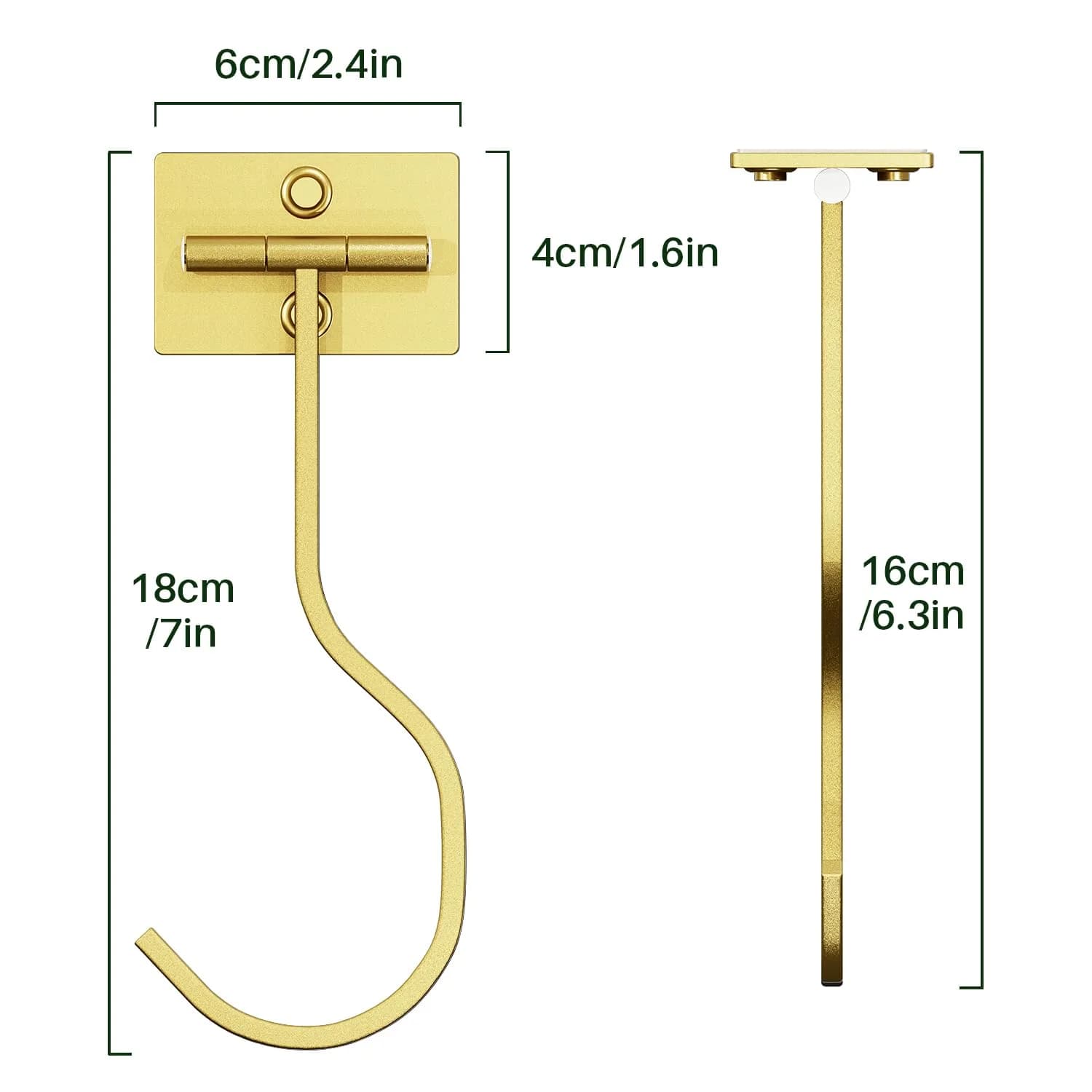 bussdis Foldable Banana Hook Gold | Space-Saving Under Cabinet Holder for Kitchen & RV (2-Pack) - view 6
