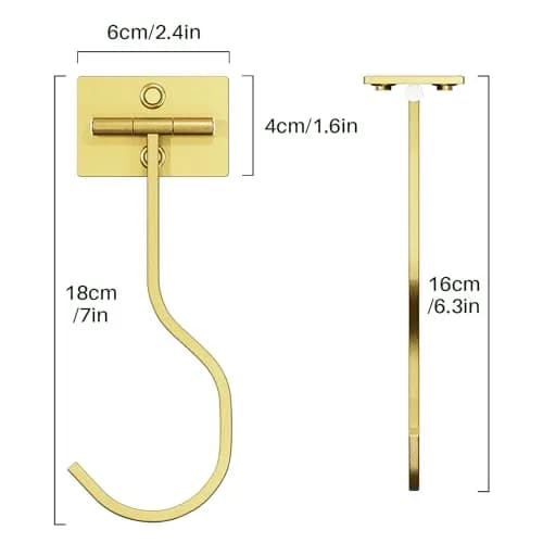 bussdis Foldable Banana Hook Gold | Space-Saving Under Cabinet Holder for Kitchen & RV (2-Pack) thumbnail 6