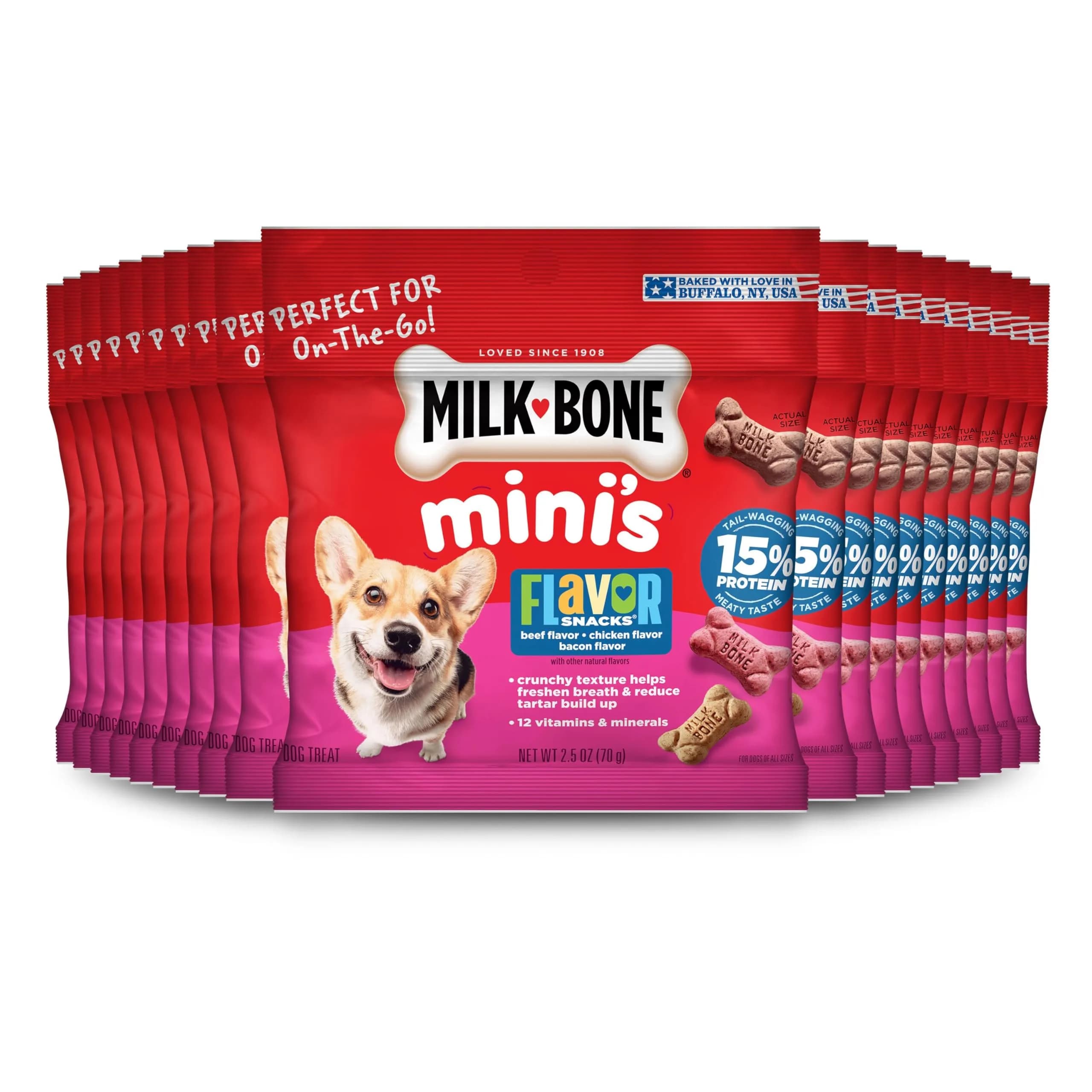 Milk-Bone Flavor Snacks Mini’s Dog Treats 2.5oz | Assorted Flavors, Wholesome & Crunchy