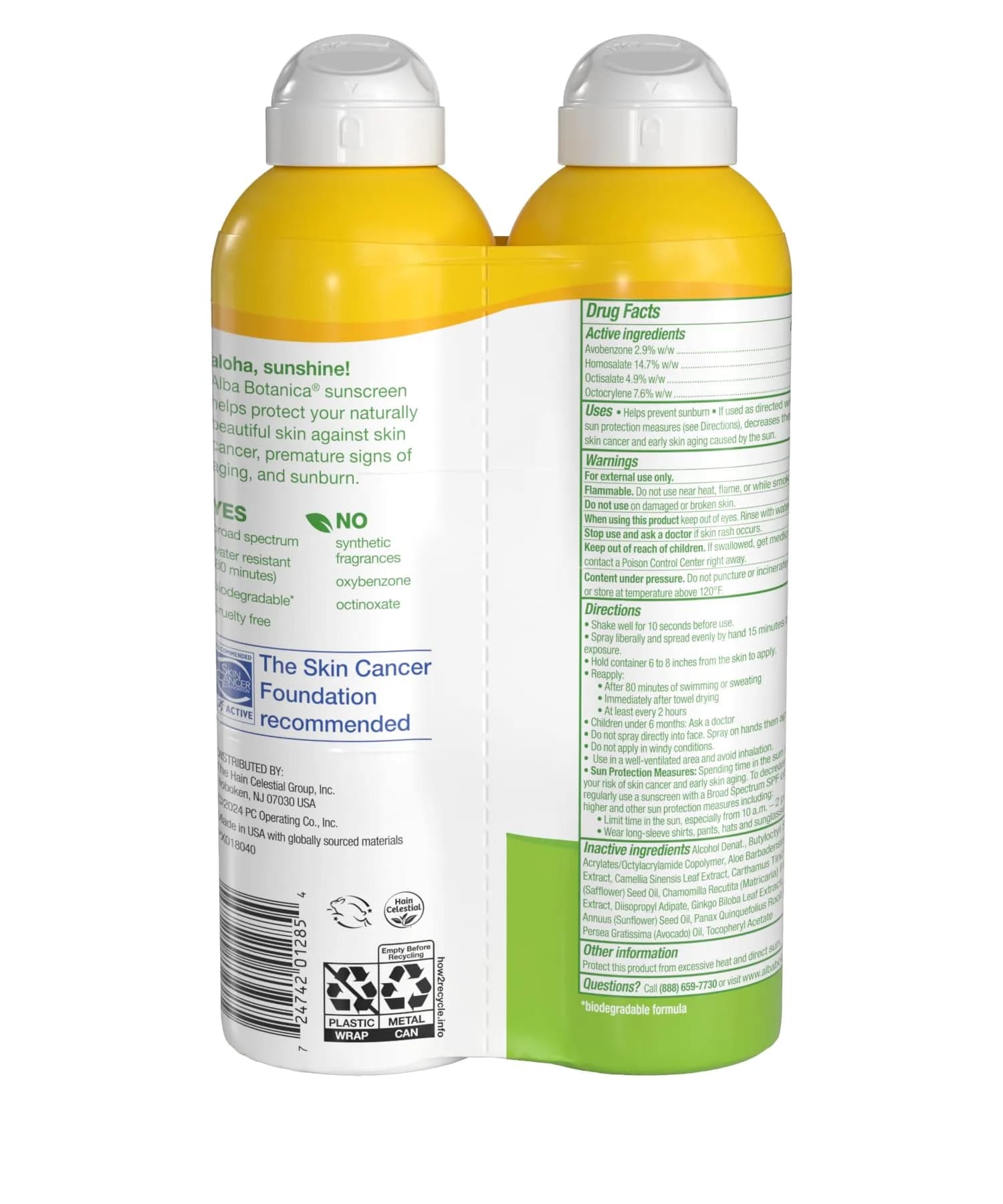 Alba Botanica Sensitive Sunscreen Spray SPF 50, 296ml (10 Fl Oz) | Broad Spectrum UVA/UVB Protection - view 2