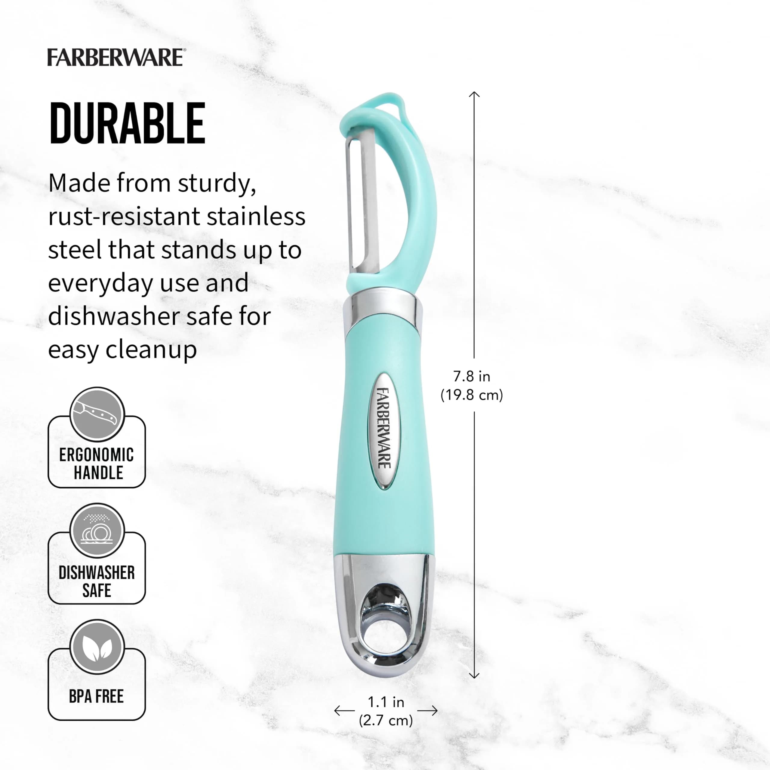 Farberware Pro2 Euro Peeler Aqua Sky | Sharp Stainless Steel Swivel Blade & Ergonomic Handle - view 2