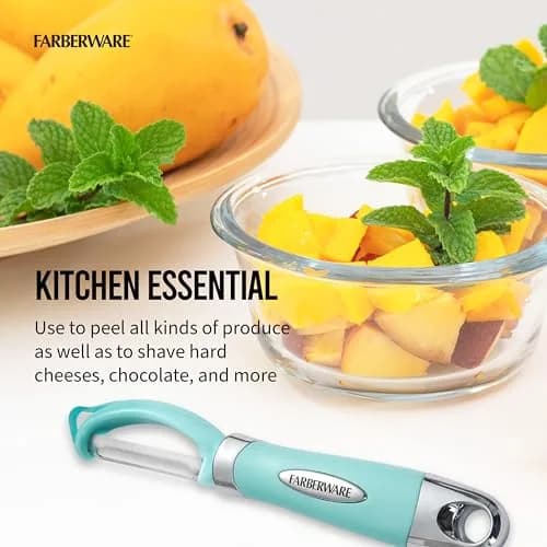 Farberware Pro2 Euro Peeler Aqua Sky | Sharp Stainless Steel Swivel Blade & Ergonomic Handle thumbnail 3