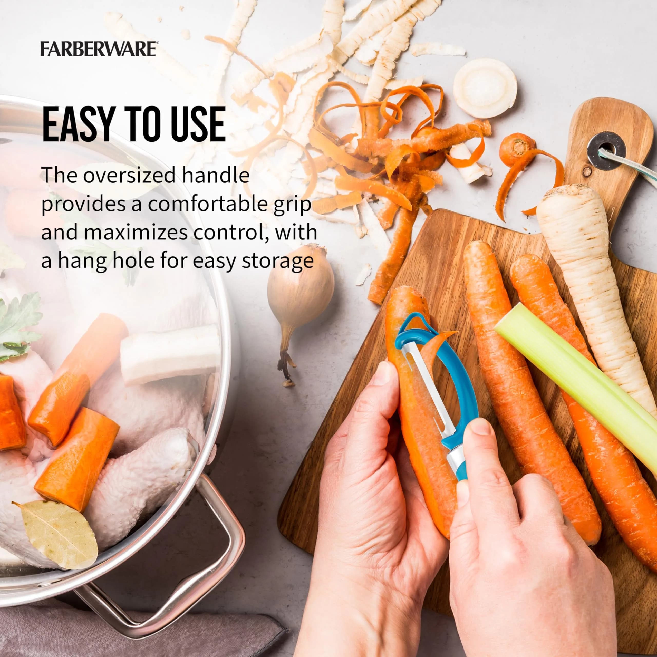 Farberware Pro2 Euro Vegetable Peeler with Ergonomic Handle, Razor-Sharp Stainless Steel Swivel Blade, Dishwasher Safe Kitchen Peeler for Potatoes, Fruits, Veggies - Dark Teal | Peeler Blade - view 5