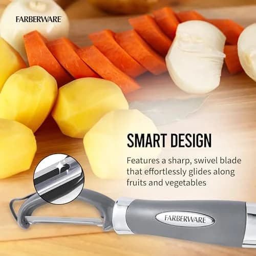 Farberware Professional Euro Vegetable Peeler with Ergonomic Handle, Razor-Sharp Stainless Steel Swivel Blade | 20 cm (7.87 inches) thumbnail 4