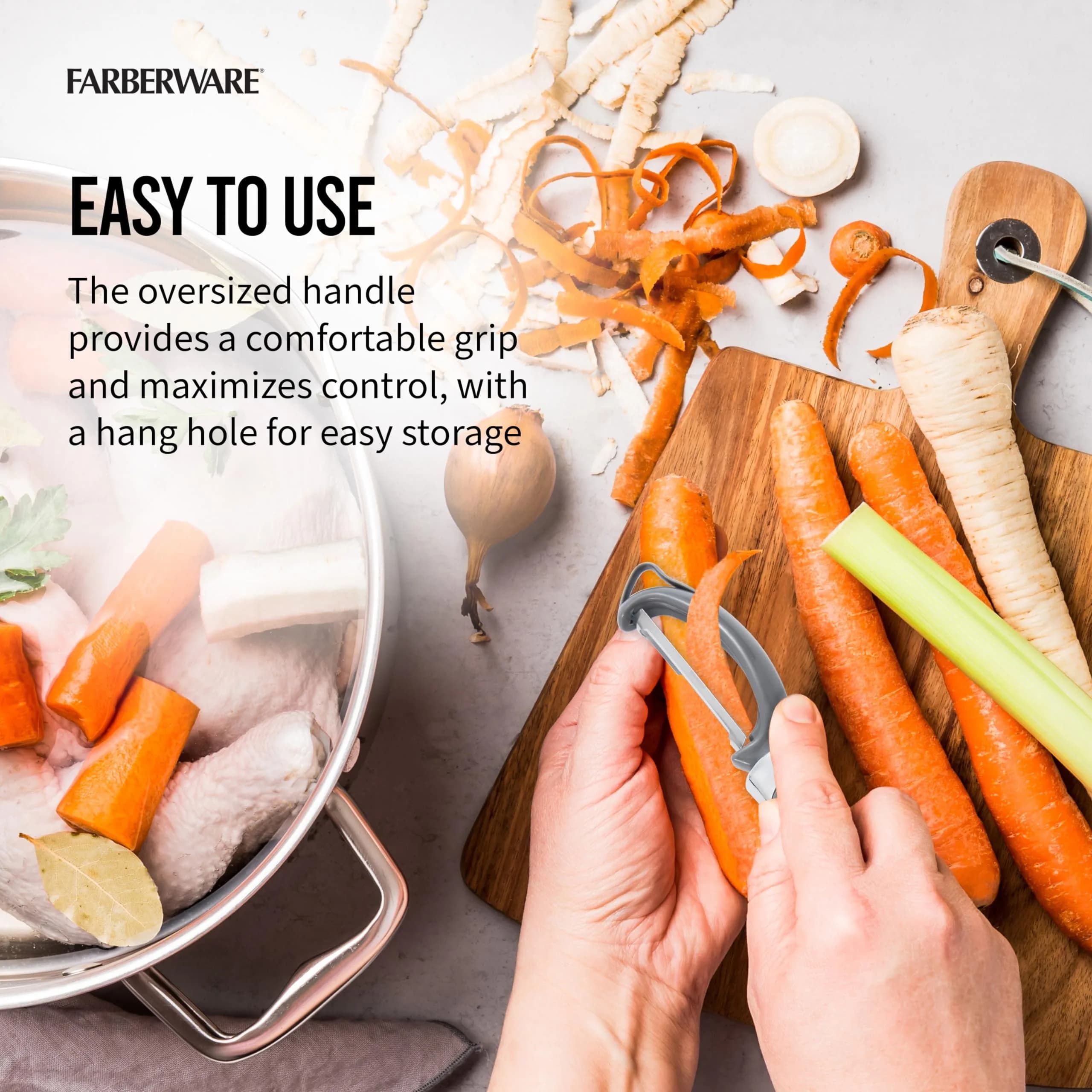 Farberware Professional Euro Vegetable Peeler with Ergonomic Handle, Razor-Sharp Stainless Steel Swivel Blade | 20 cm (7.87 inches) - view 5