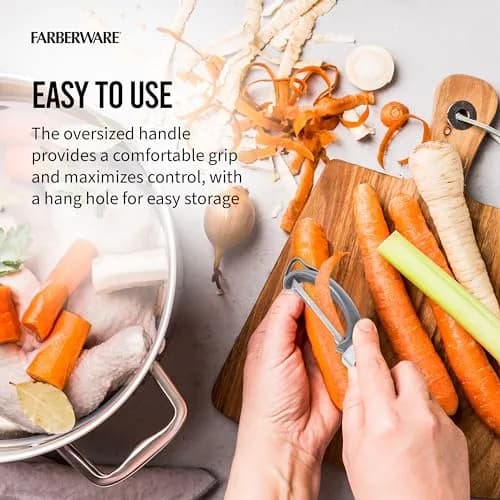 Farberware Professional Euro Vegetable Peeler with Ergonomic Handle, Razor-Sharp Stainless Steel Swivel Blade | 20 cm (7.87 inches) thumbnail 5