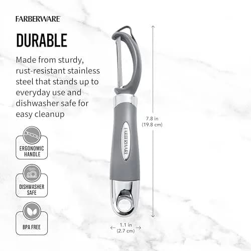 Farberware Professional Euro Vegetable Peeler with Ergonomic Handle, Razor-Sharp Stainless Steel Swivel Blade | 20 cm (7.87 inches) thumbnail 2