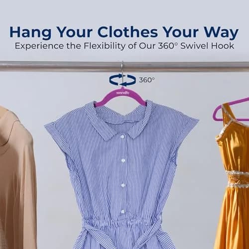 SereneLife Velvet Hangers 100 Pack Slim & Space Saving for Closets | Stylish & Heavy Duty thumbnail 6