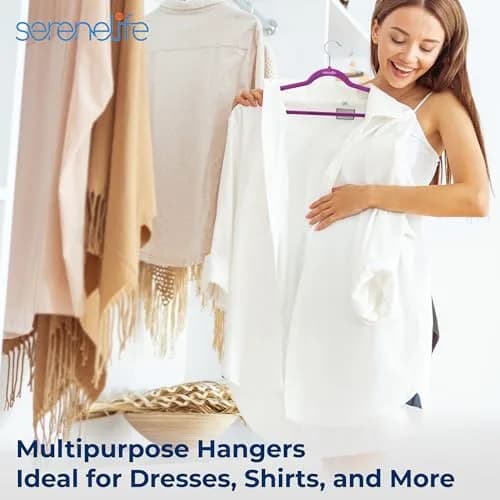 SereneLife Velvet Hangers 100 Pack Slim & Space Saving for Closets | Stylish & Heavy Duty thumbnail 7
