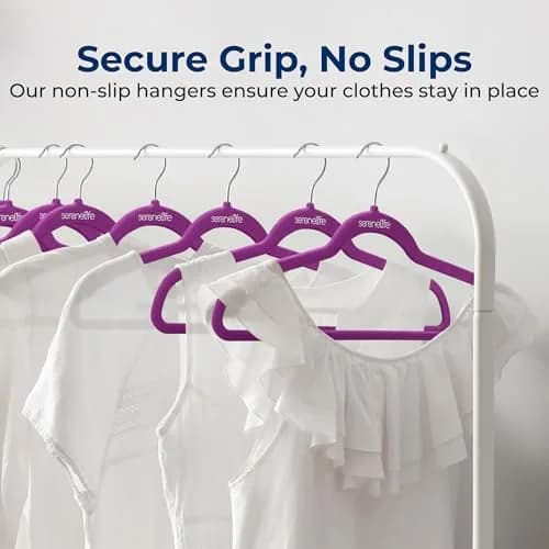 SereneLife Velvet Hangers 100 Pack Slim & Space Saving for Closets | Stylish & Heavy Duty thumbnail 3