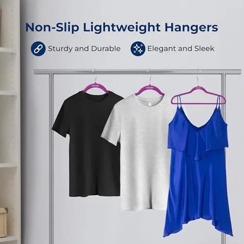 SereneLife Velvet Hangers 100 Pack Slim & Space Saving for Closets | Stylish & Heavy Duty thumbnail 4