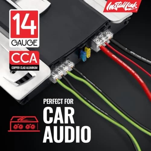 Install Link 14 AWG Gauge Speaker Wire (100 Feet) for Car & Home Theater | Copper Clad Aluminum (CCA) | Frosted Green/Black | Easy Install thumbnail 4
