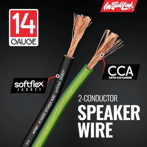 Install Link 14 AWG Gauge Speaker Wire (100 Feet) for Car & Home Theater | Copper Clad Aluminum (CCA) | Frosted Green/Black | Easy Install thumbnail 7