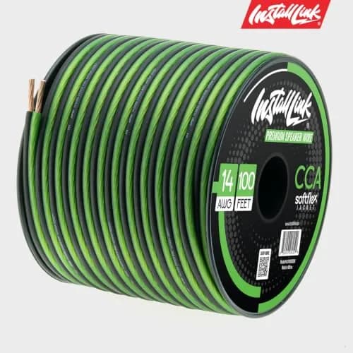 Install Link 14 AWG Gauge Speaker Wire (100 Feet) for Car & Home Theater | Copper Clad Aluminum (CCA) | Frosted Green/Black | Easy Install thumbnail 9
