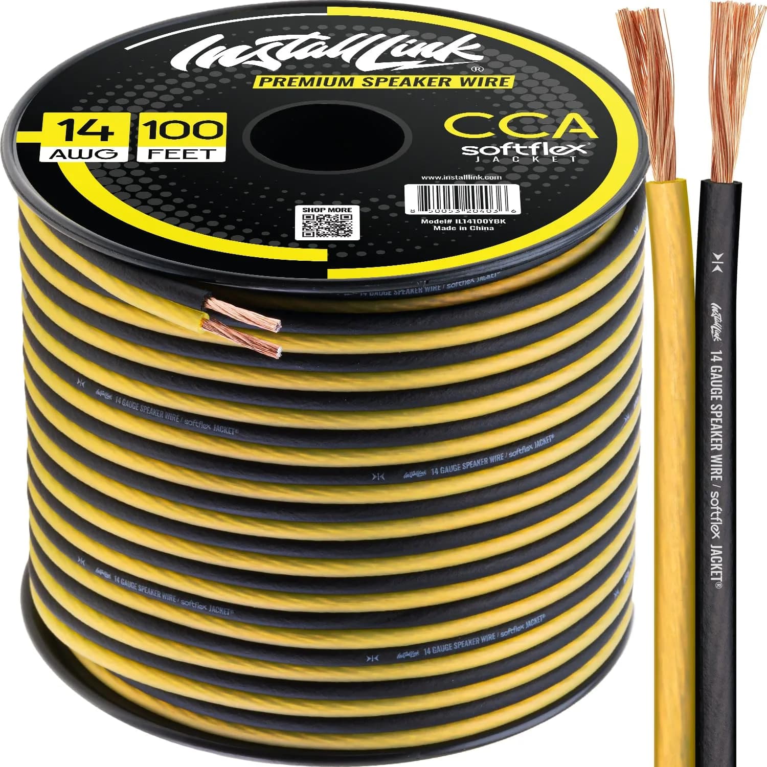 Install Link 14 AWG Gauge Speaker Wire 100 Feet (30.5m) | CCA Copper Clad Aluminum