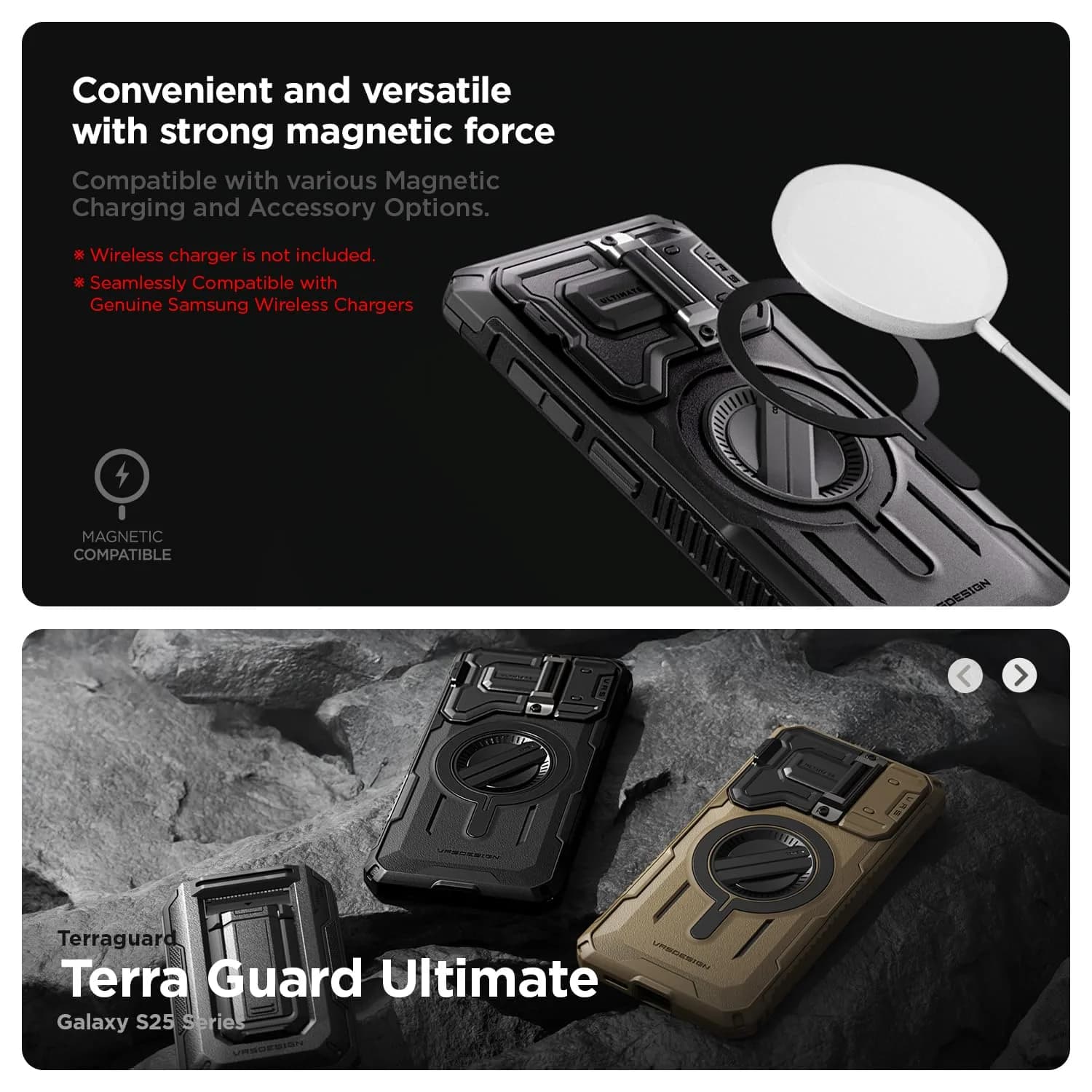 VRS DESIGN Terra Guard Ultimate for Galaxy S24 Ultra Phone Case | Matte Black, Magsafe Compatible, Camera Cover - view 4