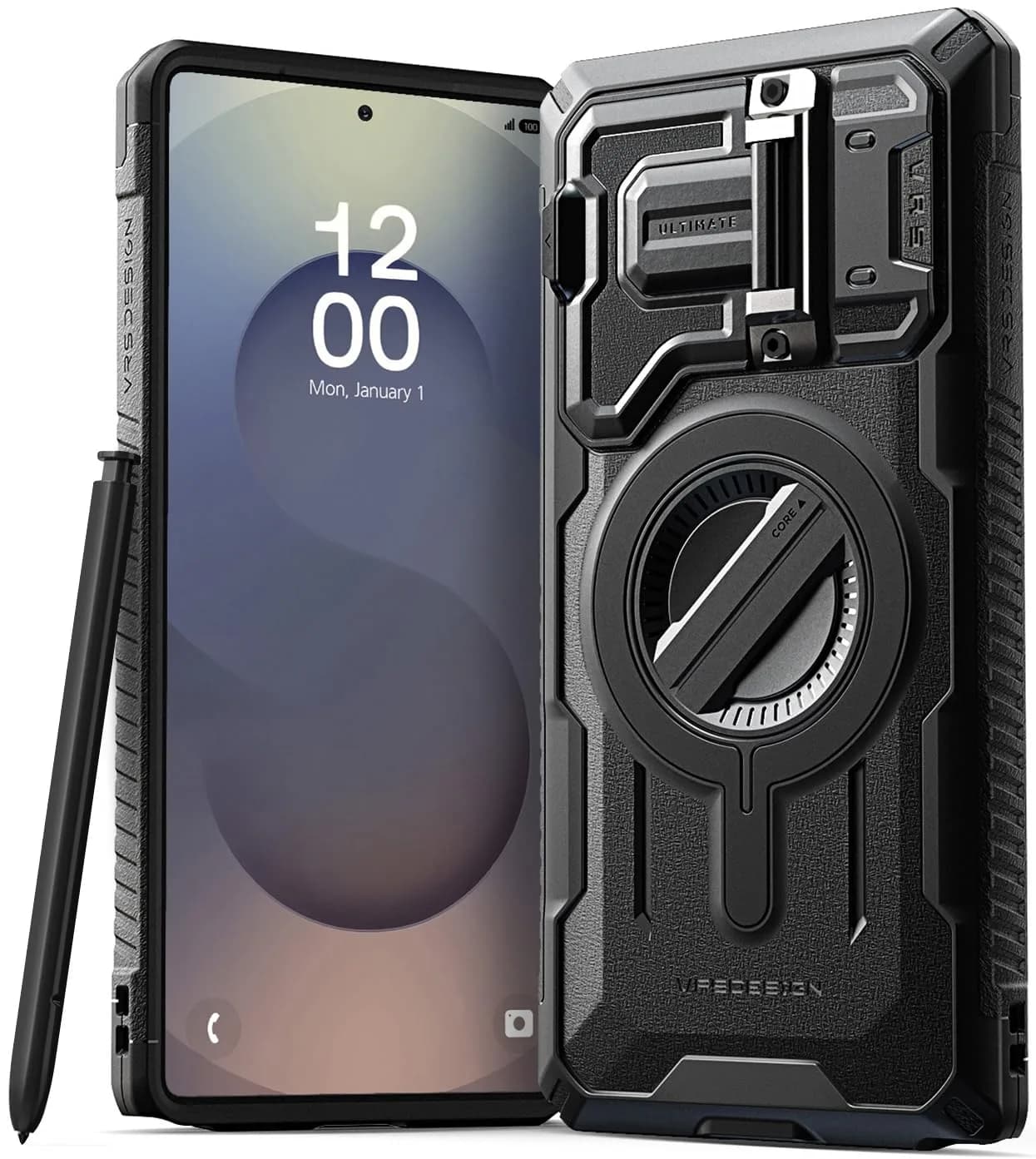 VRS DESIGN Terra Guard Ultimate for Galaxy S24 Ultra Phone Case | Matte Black, Magsafe Compatible, Camera Cover - main product image