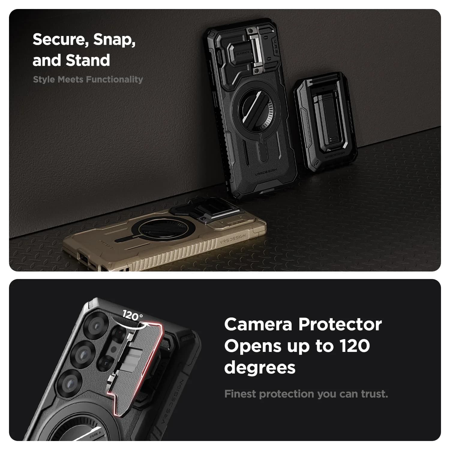 VRS DESIGN Terra Guard Ultimate for Galaxy S24 Ultra Phone Case | Matte Black, Magsafe Compatible, Camera Cover - view 7