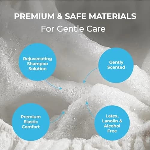 Scrubzz Rinse-Free Shampoo Caps Coconut Vanilla | No Water Hair Wash for Elderly & Bedridden (12 Pack, White) thumbnail 5
