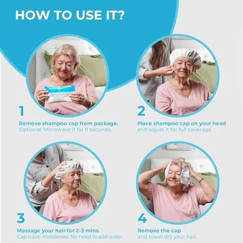 Scrubzz Rinse-Free Shampoo Caps Coconut Vanilla | No Water Hair Wash for Elderly & Bedridden (12 Pack, White) thumbnail 6