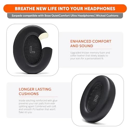 WC PadZ QC Ultra - Earpads for Bose QuietComfort Ultra Gen 1 & 2 | Extra Thick Memory Foam, Durable PU Leather (70-120 chars) thumbnail 4