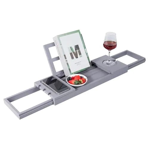 Utoplike Bathtub Tray Caddy Bamboo Adjustable | Space-Saving Bath Table for Tub thumbnail 1
