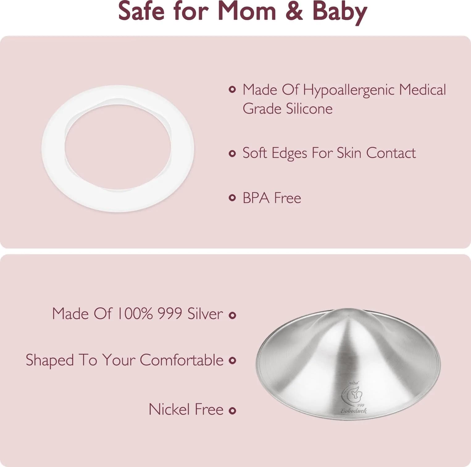 Boboduck 999k Pure Silver Nipple Covers for Breastfeeding | X-Large Sore & Sensitive Nipple Relief - view 4