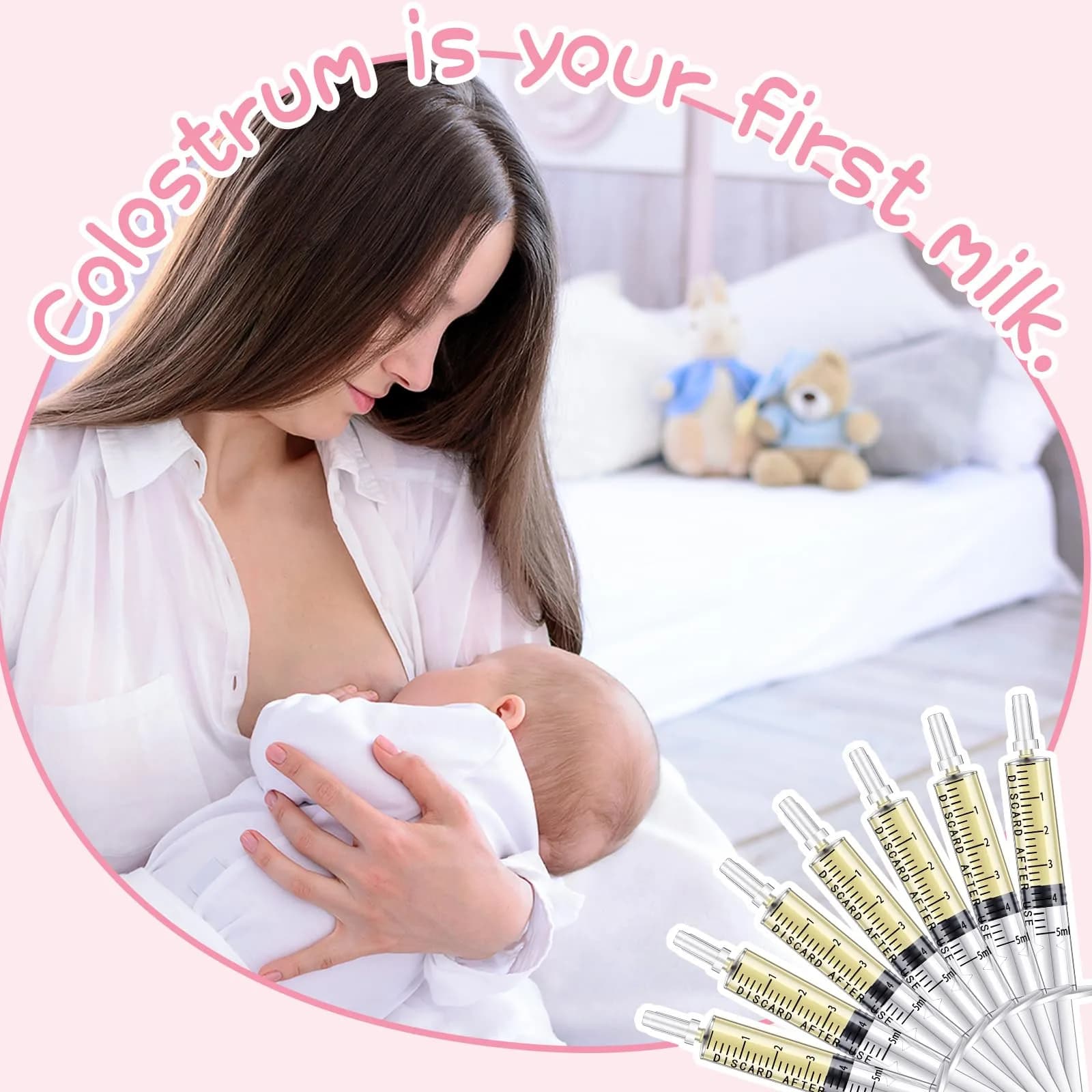 TrelaCo 100 Sets 5 ml Clear Colostrum Syringes with Caps & 20ml Cup | Sterile Sealed for Breast Milk Collection - view 6