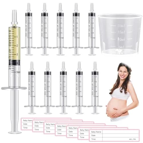TrelaCo 100 Sets 5 ml Clear Colostrum Syringes with Caps & 20ml Cup | Sterile Sealed for Breast Milk Collection thumbnail 1