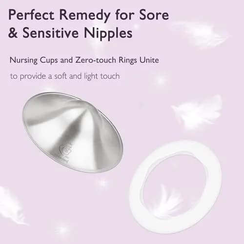 Boboduck 925 Silver Nipple Covers Breastfeeding, Original Silver Nursing Cups with Silicone Ring | Protect & Soothe Sore Nipples thumbnail 5