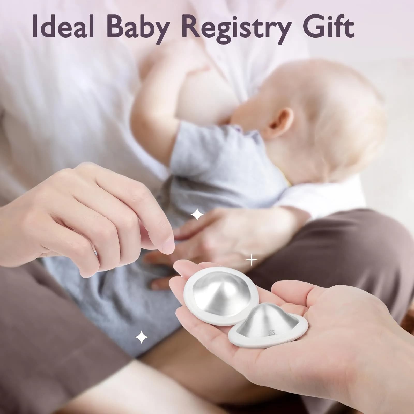 Boboduck 925 Silver Nipple Covers Breastfeeding, Original Silver Nursing Cups with Silicone Ring | Protect & Soothe Sore Nipples - view 6
