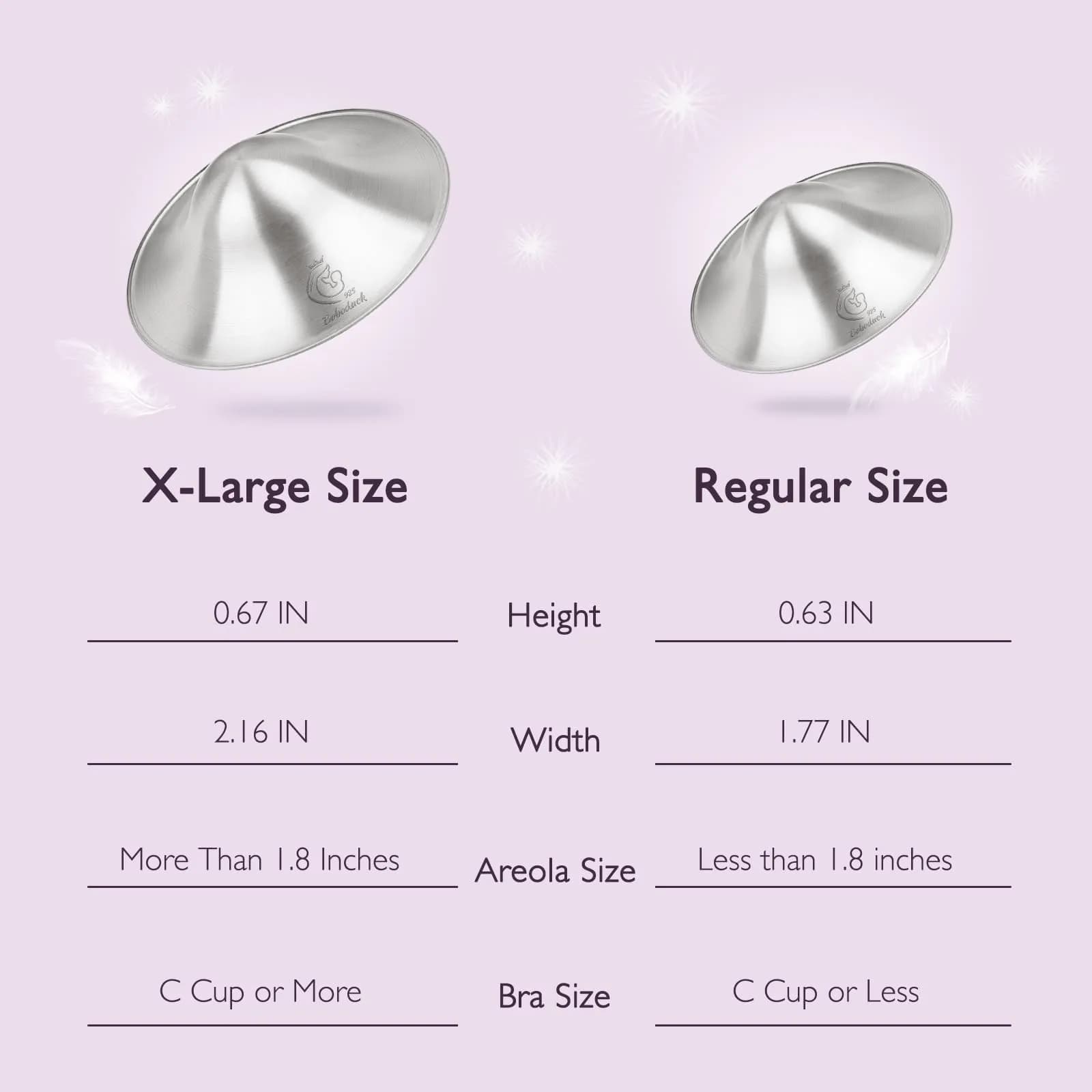 Boboduck 925 Silver Nipple Covers Breastfeeding, Original Silver Nursing Cups with Silicone Ring | Protect & Soothe Sore Nipples - view 7